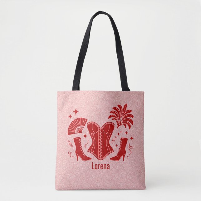 Bolsa Tote Pink + Red Las Vegas Showgirl Bridesmaid (Frente)