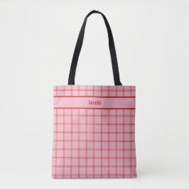 Bolsa Tote Pink + Red Plaid Bridesmaid