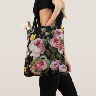 Bolsa Tote PINK ROSES E MANTEIRAS AMARELAS Pretas