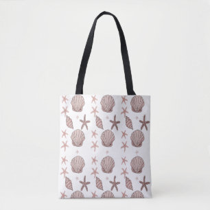 Bolsa Tote Pink Seashell Pattern - Beach Vibes Summer Design