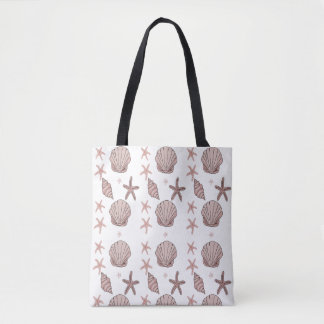 Bolsa Tote Pink Seashell Pattern - Beach Vibes Summer Design