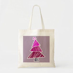 Bolsa Tote Pink Sketchy Christmas Tree Bag
