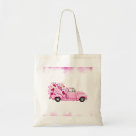 Bolsa Tote Pink Valentine Truck Watercolor Art