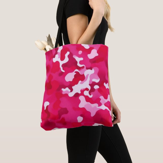 Bolsa Tote Pink, white and red camouflage (Close Up)