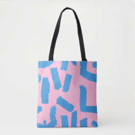 Bolsa Tote Pink with Blue Brushstroke Pattern 