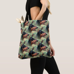 Bolsa Tote Pinscher do Doberman nas madeiras
