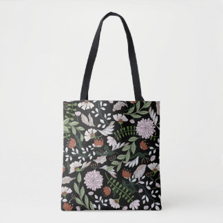 Bolsa Tote Pintadas Mãos Antigas Flores De Engrenagem