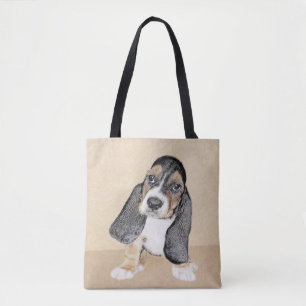Bolsa Tote Pintado de Cachorro Basset - Arte Cachorro Origina