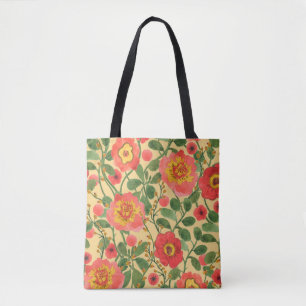 Bolsa Tote Pintagem aquosa padrão retrorfloral uniforme