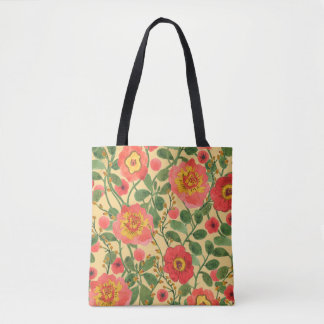 Bolsa Tote Pintagem aquosa padrão retrorfloral uniforme