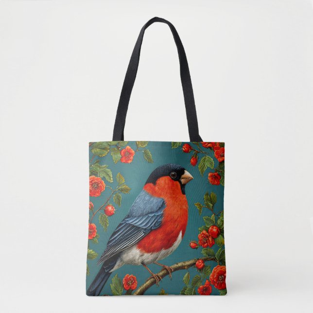 Bolsa Tote Pintarroxo no Galho Presente para Amante de Pássar (Frente)