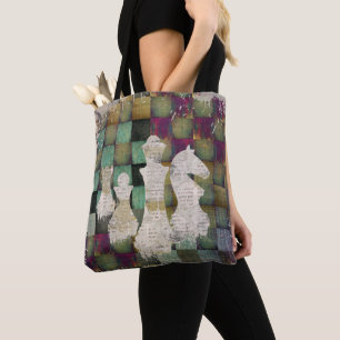 Bolsa Tote Pinte e imprima partes do tabuleiro de xadrez e de