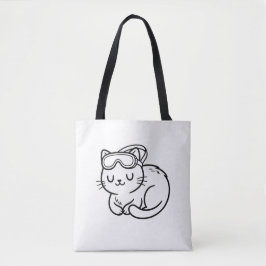 Bolsa Tote Pinte seu próprio gato kawaii nadador de verão