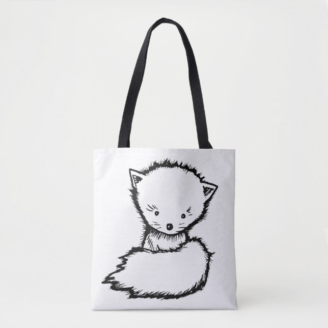 Bolsa Tote Pinte seu próprio saco de raposa bebê fofo (Frente)