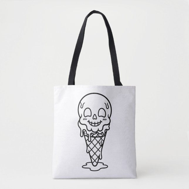 Bolsa Tote Pinte Seu Próprio Sorvete de Caveira Summerween (Frente)