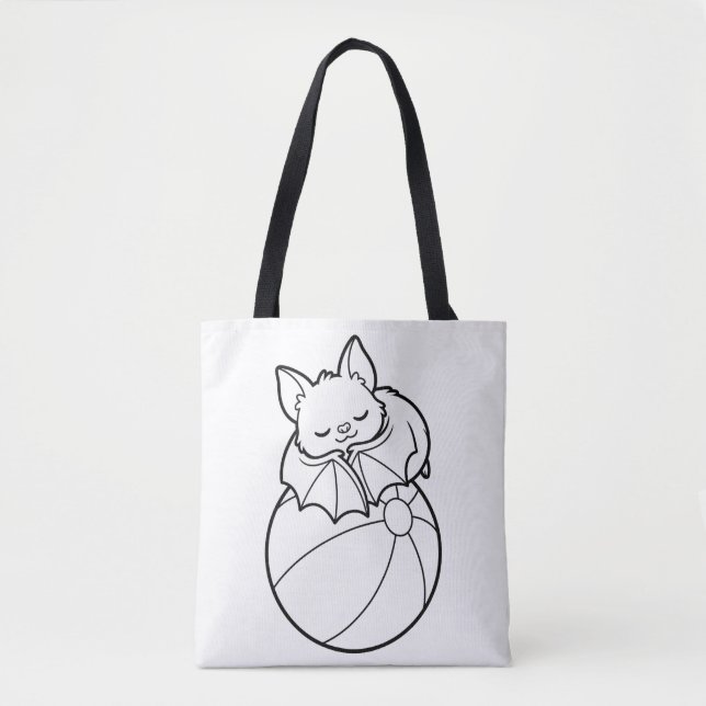 Bolsa Tote Pinte Você Mesmo Bola de Praia de Morcego Fofo de  (Frente)