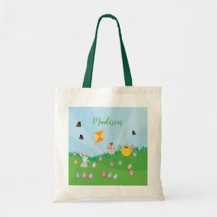 Bolsa Tote Pintinho de Caça Coelho de Ovo de Páscoa Colorida