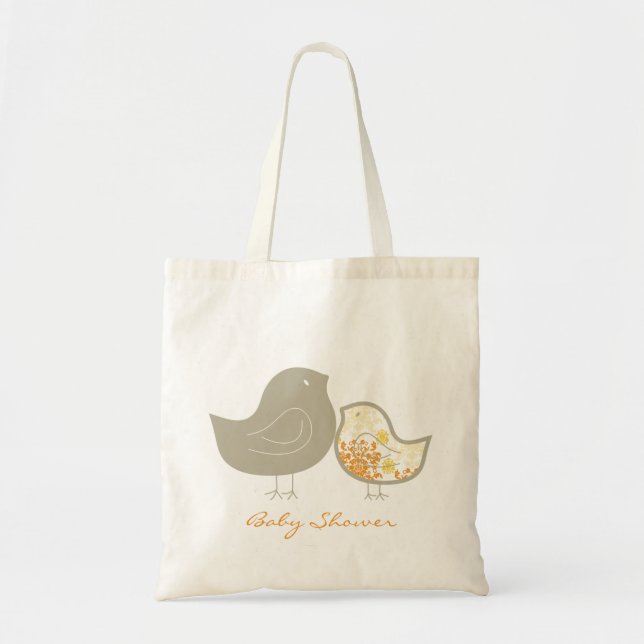 Bolsa Tote Pintinhos Amarelos Caprichosos Damask Bebê Neutro  (Frente)