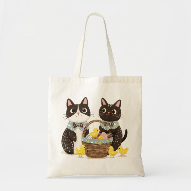 Bolsa Tote Pintinhos para bebês Páscoas de Gatos de páscoa (Frente)