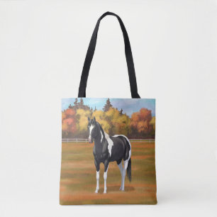 Bolsa Tote Pinto Negro Pinto Quarto Cavalo Stallion