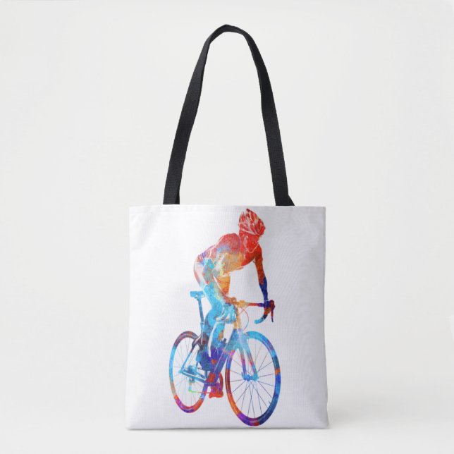 Bolsa Tote Pintor de Aquarela Bicicleta Rodoviária de Ciclo (Frente)