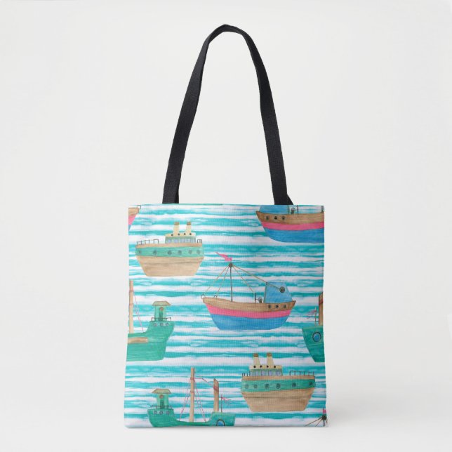 Bolsa Tote Pintor de aquarelas com um padrão sem costura com  (Frente)