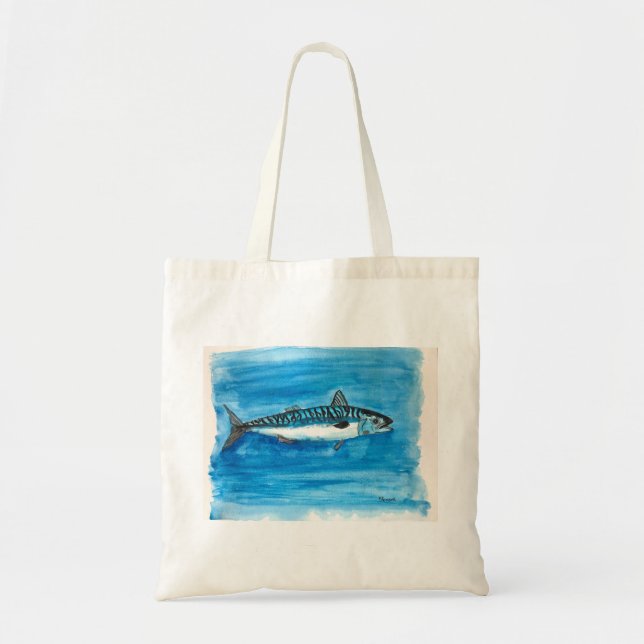 Bolsa Tote Pintor de aquarelas de peixe sarda (Frente)