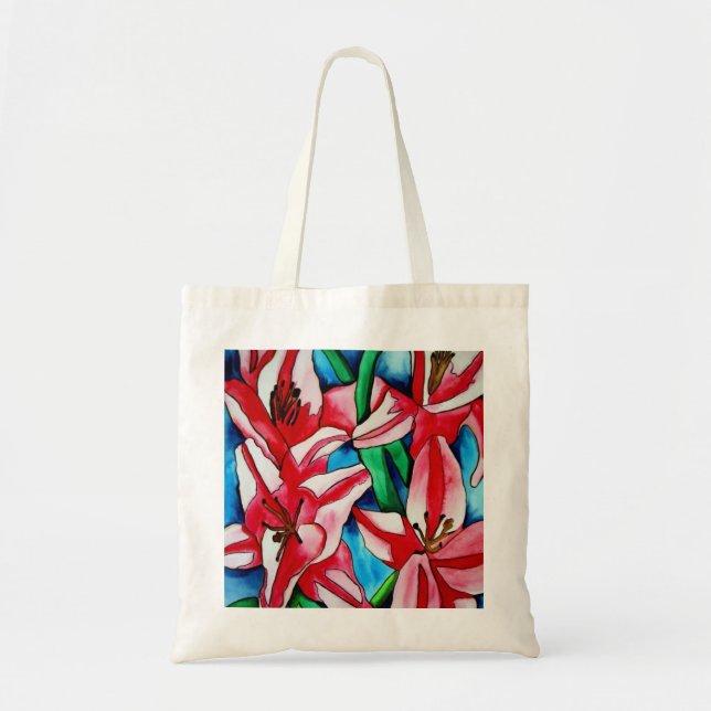 Bolsa Tote Pintor de lírio de dia rosa (Frente)
