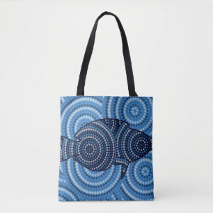 Bolsa Tote Pintor de ponto de peixe aborígene