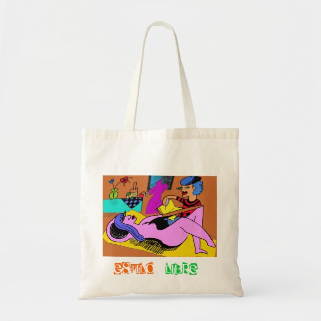 Bolsa Tote Pintor dibujando modelo. (Frente)