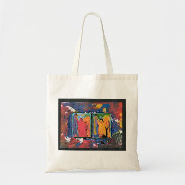 Bolsa Tote Pintor original em acrílico do estilo Peter Max (Frente)