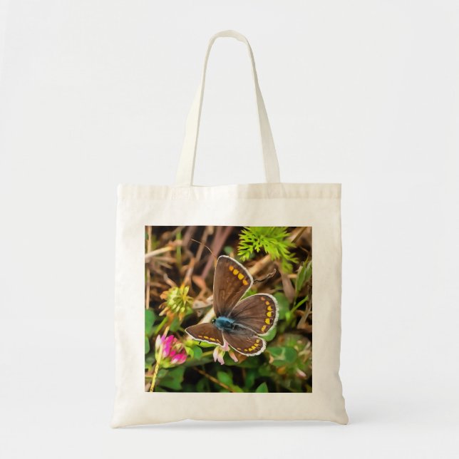 Bolsa Tote Pintor Polommatus Icarus, Borboleta Azul Comum (Frente)