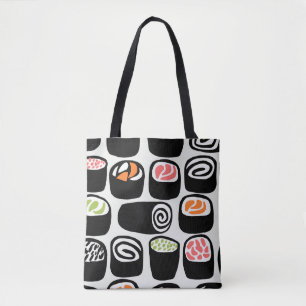Bolsa Tote Pintou um padrão sem costura manual com comida as