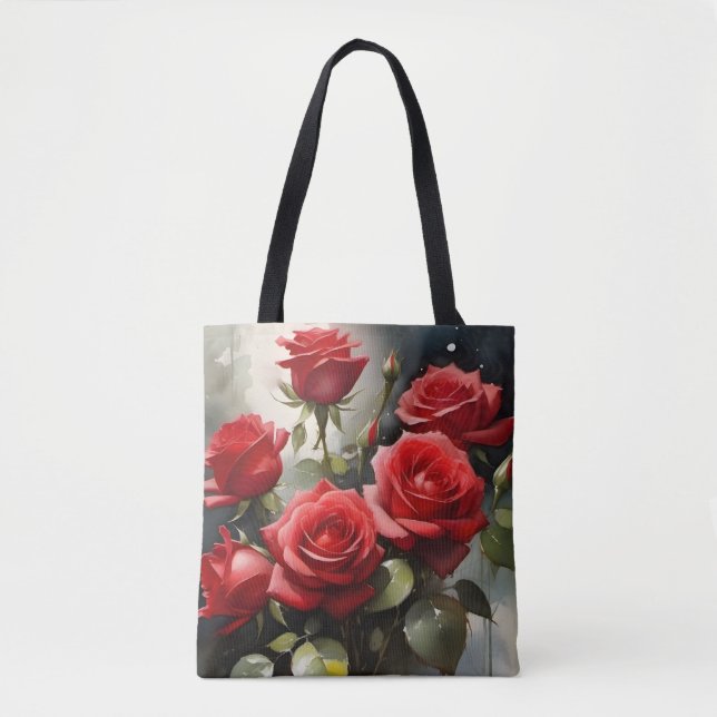 Bolsa Tote pintura a aquarela bonito do rosa vermelha (Frente)