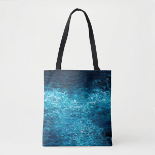 Bolsa Tote pintura a óleo mostrando ondas no oceano ou no ma