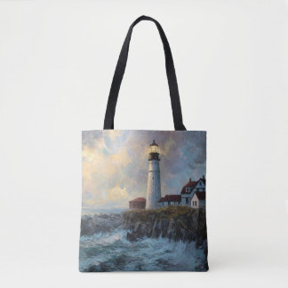 Bolsa Tote Pintura a Óleo Texturizada de Farol