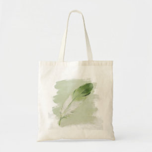 Bolsa Tote Pintura a Óleo Texturizada Pena Verde Sage