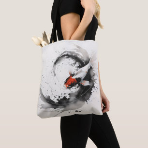Bolsa Tote Pintura a Tinta de Peixe Koi
