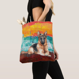Bolsa Tote Pintura Abstrata Artística do Pastor Alemão