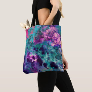 Bolsa Tote Pintura Abstrata Cósmica em Aquarela Tinta