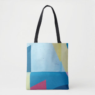Bolsa Tote Pintura abstrato azul, vermelha, rosa e amarela