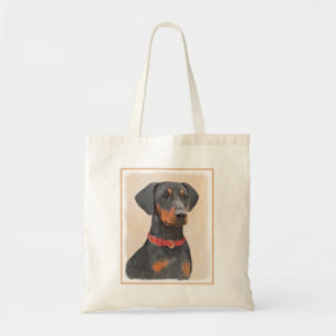 Bolsa Tote Pintura Alemã Pinscher Pintura Original Arte Anima