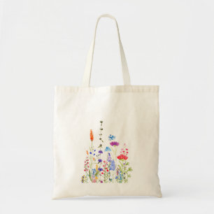 Bolsa Tote pintura aquosa de flores silvestres coloridas