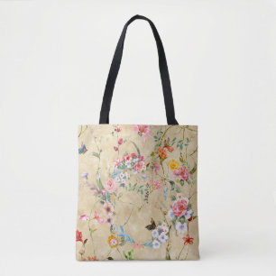 Bolsa Tote Pintura aquosa de folhas e flores, sem costura
