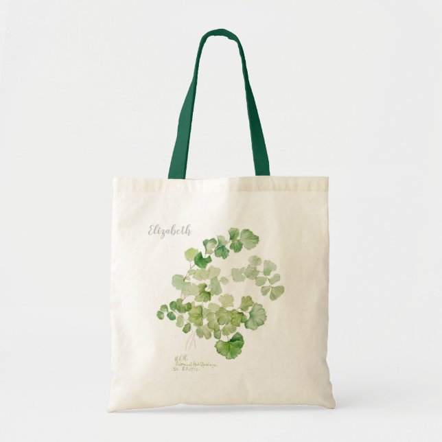 Bolsa Tote Pintura Botânica Moderna e Verde (Frente)