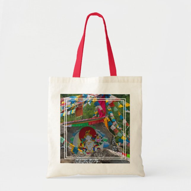 Bolsa Tote Pintura Budista em Rochas (Frente)