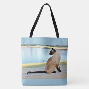 Bolsa Tote Pintura calma do gato Siamese