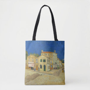 Bolsa Tote Pintura Casa Amarela Céu Azul Vintage Van Gogh