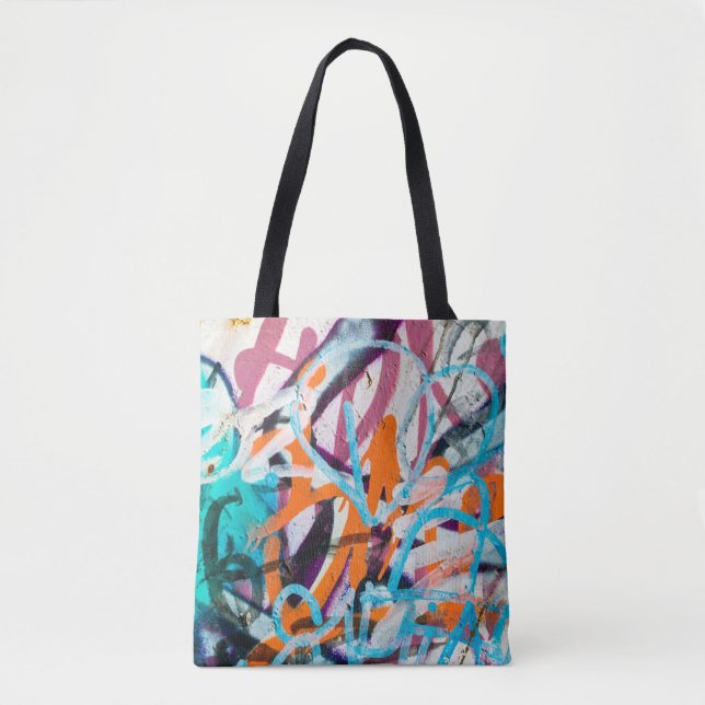 Bolsa Tote Pintura concreta, feita de penas, vestida e danifi (Frente)