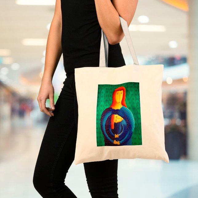 Bolsa Tote Pintura Contemporânea De Mãe E Filha (Criador carregado)